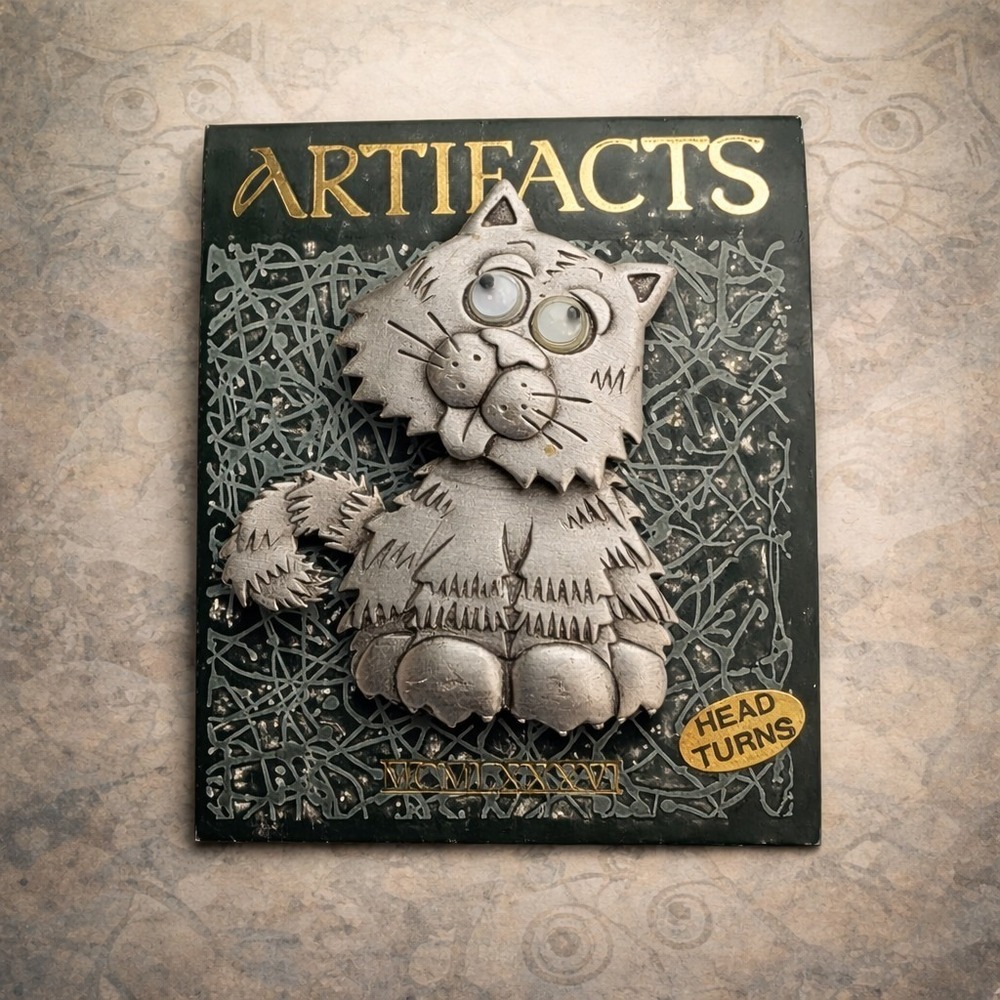 Artifacts Vintage Jonette Jewelry Pewter Cat Brooch from the 1980s‎